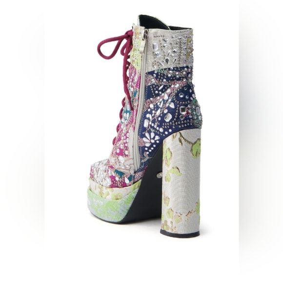 "IRIDESCENT IVY" Elegant Embellished Lace-Up Boots ( BRAND NEW !!!!!!!!!!!!!! - Picture 7 of 8